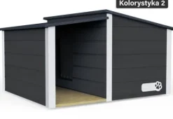 Drewniania ocieplana buda dla psa rozmiar XL z przedsionkiem + kurtyna