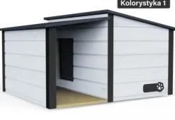 Drewniania ocieplana buda dla psa rozmiar XL z przedsionkiem + kurtyna