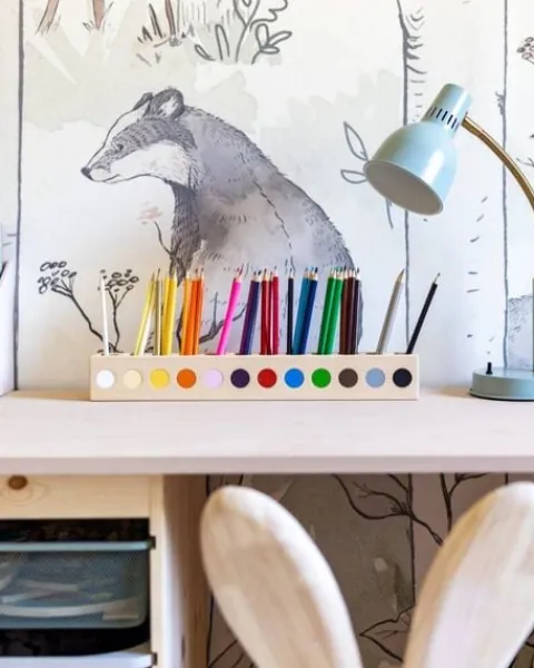 Drewniany sorter na kredki 12 kolorów Montessori