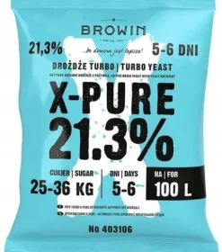 Drożdże X-PURE 21,3% TURBO 360g na 100 litrów