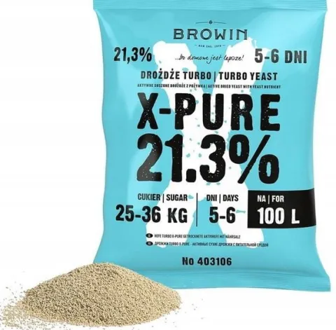Drożdże X-PURE 21,3% TURBO 360g na 100 litrów