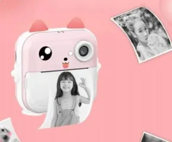 DRUKUŚ 2.0 Z APARATEM MINI DRUKARKA TERMICZNA RÓŻOWY + 8 ROLEK