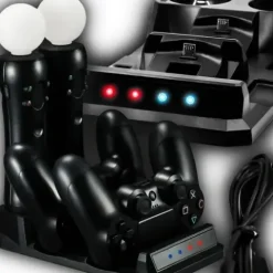 DUŻA Ładowarka STACJA DOKUJĄCA do PS4 DualShock MOVE Kontroler Pad 4w1