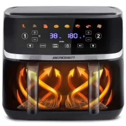 Duża frytkownica beztłuszczowa 10,2l Air fryer XL dwukomorowa Berdsen 1700W BD-657 czarna