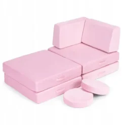 Duża Składana Sofa Modułowa dla Dzieci 8 Miękkich Poduch Różowa