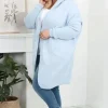 Długi KARDIGAN damski OVERSIZE pachnący baby blue