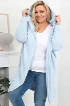 Długi KARDIGAN damski OVERSIZE pachnący baby blue