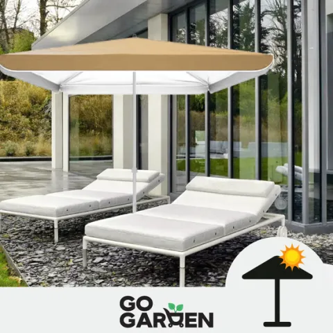 DUŻY PARASOL OGRODOWY PLAŻOWY KWADRAT ŁAMANY 160 X 160 CM BEŻOWY CZASZA XXL
