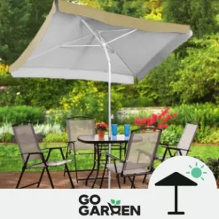 DUŻY PARASOL OGRODOWY PLAŻOWY KWADRAT ŁAMANY 160 X 160 CM BEŻOWY CZASZA XXL