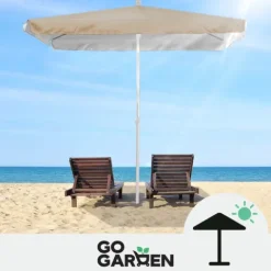 DUŻY PARASOL OGRODOWY PLAŻOWY KWADRAT ŁAMANY 160 X 160 CM BEŻOWY CZASZA XXL