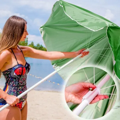 DUŻY PARASOL PLAŻOWY OGRODOWY OCHRONA UV ŁAMANY WODOODPORNY POKROWIEC