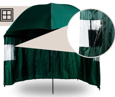 DUŻY PARASOL WĘDKARSKI 240cm WODOODPORNY namiot Z BOKAMI na ryby PARASOL