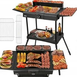 DUŻY STOJĄCY GRILL ELEKTRYCZNY OGRODOWY TERMOSTAT 2400W 6W1 XXL