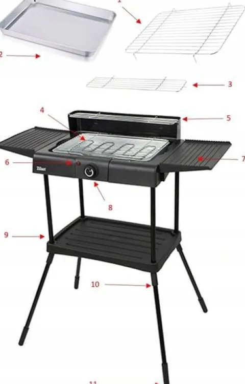 DUŻY STOJĄCY GRILL ELEKTRYCZNY OGRODOWY TERMOSTAT 2400W 6W1 XXL