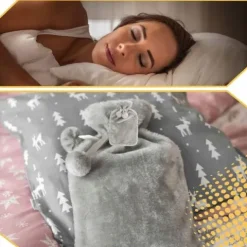 Duży Termofor Gumowy w Pokrowcu Ogrzewacz Pluszowy w Sweterku na Wodę XXL