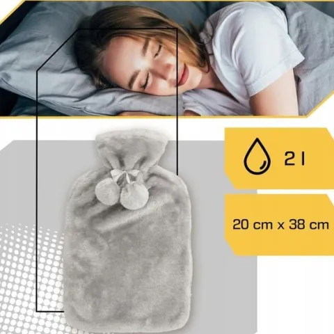 Duży Termofor Gumowy w Pokrowcu Ogrzewacz Pluszowy w Sweterku na Wodę XXL