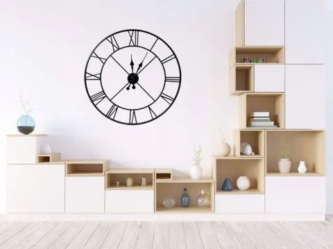 DUŻY ZEGAR ŚCIENNY METALOWY NA ŚCIANĘ LOFTOWY RZYMSKI RETRO LOFT