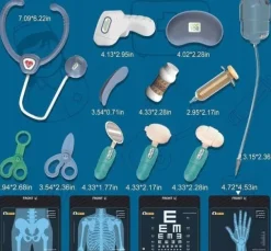 Duży zestaw lekarski EKG RTG RENTGEN XXL mały lekarz doktor WÓZEK MEDYCZNY