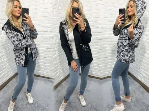 DWUSTRONNA PARKA kurtka Z KAPTUREM 3 KOLORY S