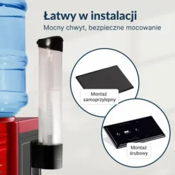 Dyspenser na kubki ViO C1 Czarny - Podajnik kubków do wody magnetyczny