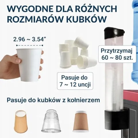 Dyspenser na kubki ViO C1 Czarny - Podajnik kubków do wody magnetyczny