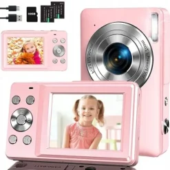 DZIECIĘCY MINI APARAT FOTOGRAFICZNY RÓŻOWY 32G 16-KROTNY ZOOM CYFROWY
