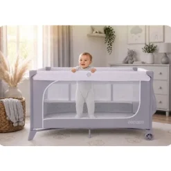 Łóżeczko turystyczne + materac + torba 123,5 x 65 x 76 cm RK-241 szare