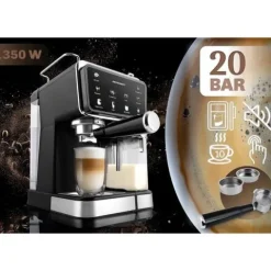 Ekspres do kawy kolbowy spieniacz do mleka 20 bar Berdsen BD-773 czarny