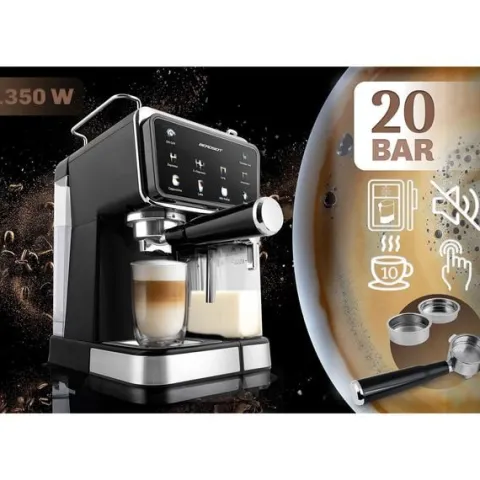 Ekspres do kawy kolbowy spieniacz do mleka 20 bar Berdsen BD-773 czarny