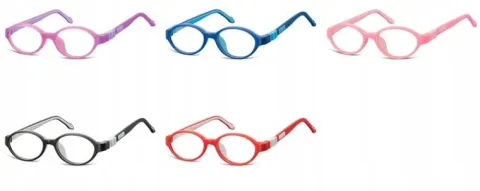 ELASTYCZNE Dziecięce Oprawki Okulary zerówki owalne + Gumka SUNOPTIC + ETUI