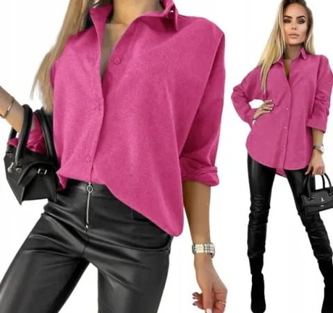 Elegancka KOSZULA DAMSKA bluzka stylowa modna oversize guziki