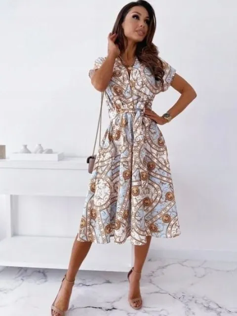 ELEGANCKA SUKIENKA VINTAGE MIDI DAMSKA SUKNIA STYLOWA KLASYCZNA BŁ 42 XL