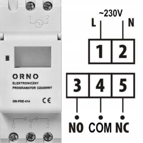 Elektroniczny programator czasowy 16 programów DIN TH-35mm OR-PRE-414 ORNO