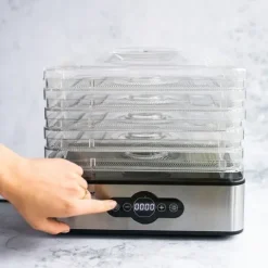Elektryczna suszarka do grzybów owoców warzyw INOX zegar stalowe 5 sit