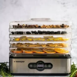 Elektryczna suszarka do grzybów owoców warzyw INOX zegar stalowe 5 sit
