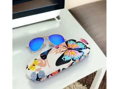 Etui na okulary pokrowiec twardy futerał sztywny kremowy