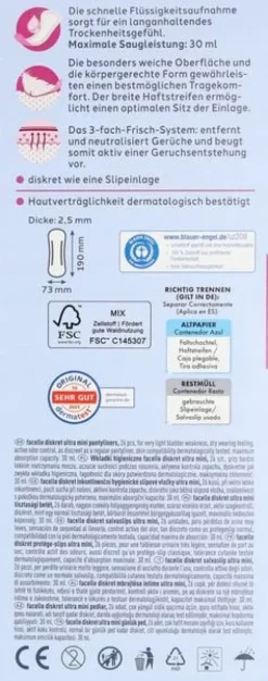 FACELLE DISKRET WKŁADKI HIGIENICZNE ULTRA MINI 26 SZT