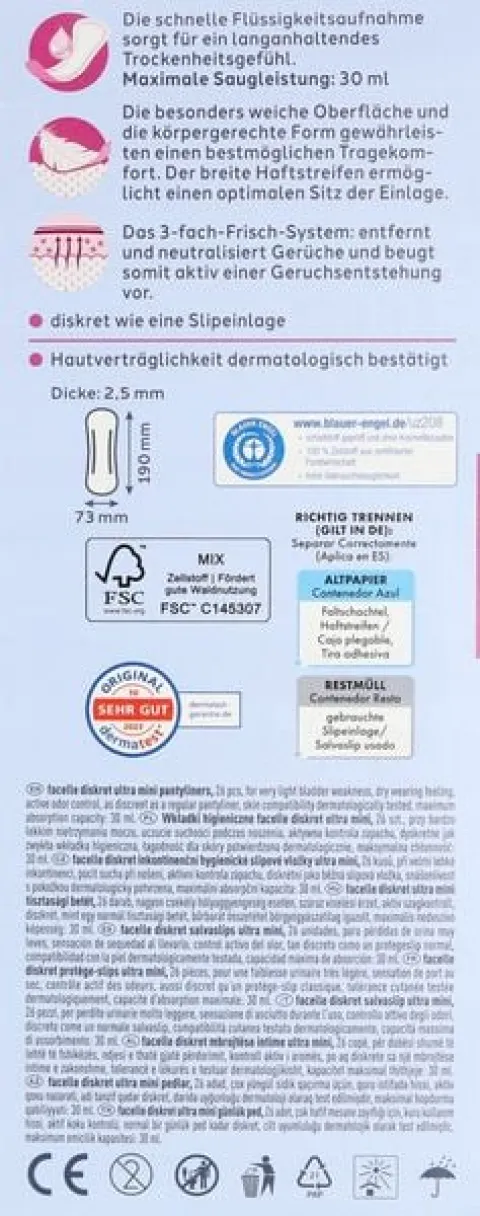 FACELLE DISKRET WKŁADKI HIGIENICZNE ULTRA MINI 26 SZT