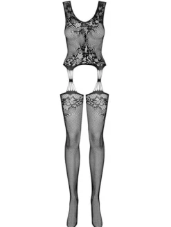 F221 bodystocking czarne – uchyla rąbka tajemnicy Obsessive XL/XXL