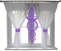 Firana nowoczesna ŁAPACZ SNÓW ażur FIOLET 300x150