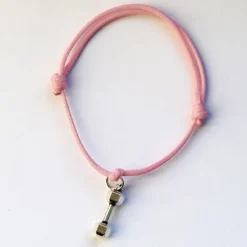 Fit Kolekcja - Bransoletka ze sznurka z hantlem baby pink