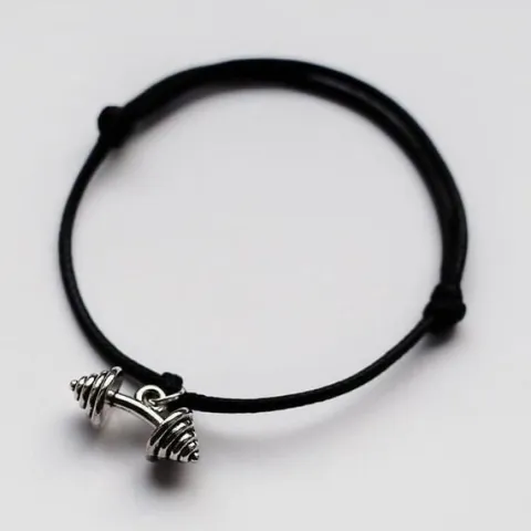 Fit Kolekcja - Bransoletka ze sznurka z wygiętą sztangą black