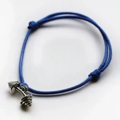 Fit Kolekcja - Bransoletka ze sznurka z wygiętą sztangą royal blue