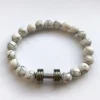 Fit Kolekcja - Bransoletka z koralików ze sztangielką black & white howlite 18 cm