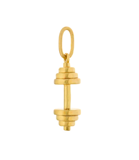 Fit Kolekcja - Pozłacana Zawieszka sztangielka DUMBBELL 006