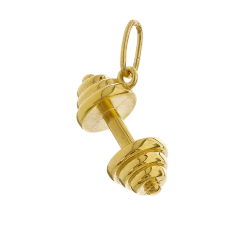 Fit Kolekcja - Pozłacana Zawieszka sztangielka DUMBBELL 003