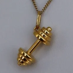 Fit Kolekcja - Pozłacana Zawieszka sztangielka DUMBBELL 003
