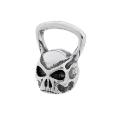 Fit Kolekcja - Zawieszka na łańcuszek srebrna KETTLEBELL CZASZKA