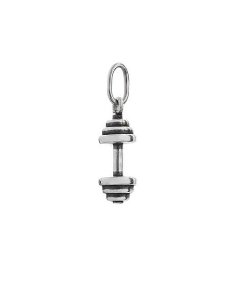 Fit Kolekcja - Zawieszka na łańcuszek srebrna sztangielka DUMBBELL 005 MINI