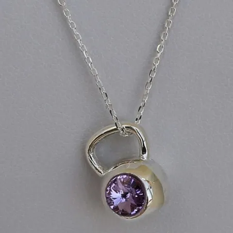 Fit Kolekcja - Zawieszka na łańcuszek srebrny KETTLEBELL SWAROVSKI Violet